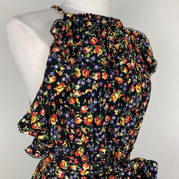 Sézane Nasta Floral Jardin Mini Ruffle Keyhole Halter Dress - Picture 8 of 8